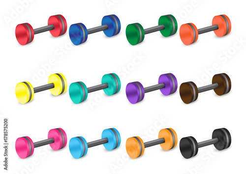Mix Dumbbell fitness healthy and sport concept Background Vector