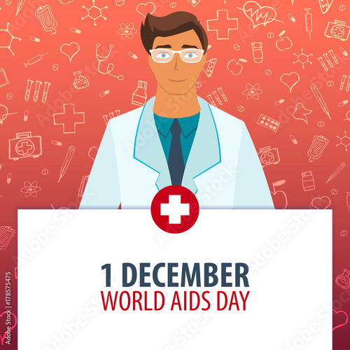 1 Desember. World Aids Day. Medical holiday. Vector medicine illustration.
