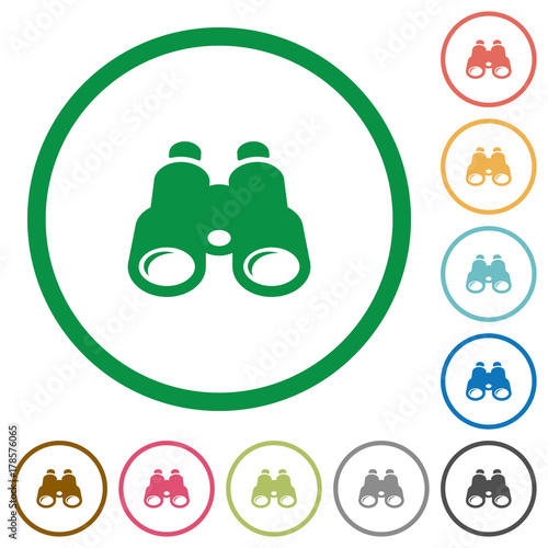 Binoculars flat icons with outlines