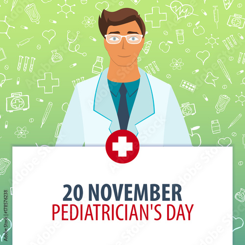 20 November. Pediatricans Day. Medical holiday. Vector medicine illustration.