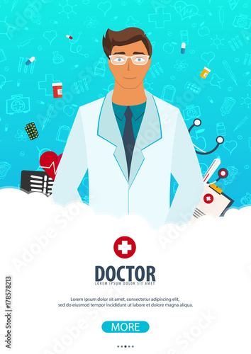 Doctor. Medical poster. Health care. Vector medicine illustration.