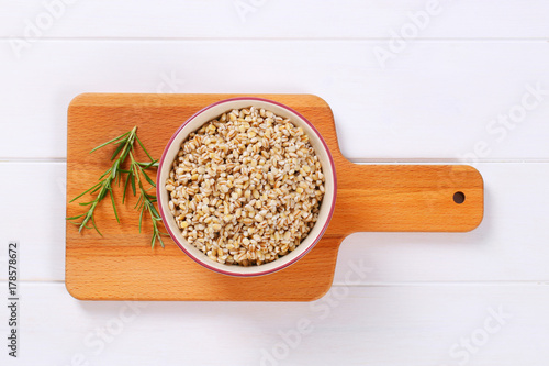 Foto cooked pearl barley