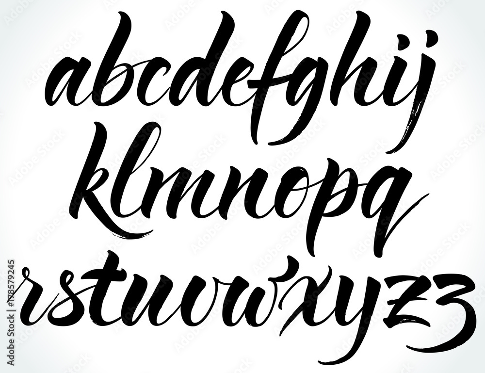 Brushpen alphabet. Modern calligraphy, handwritten letters Vector ...