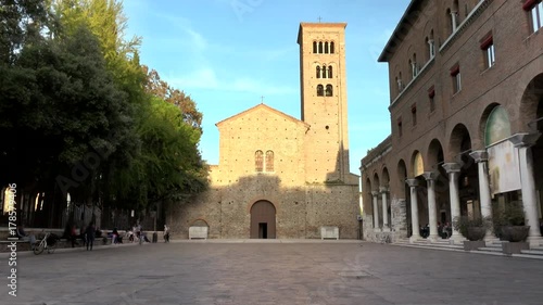 timelapse shot of square of VI century church in Ravenna, Italy