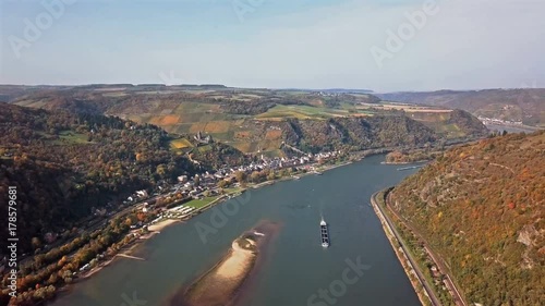 Wallpaper Mural Time lapse flight over autumn Rhine valley near Bacharach town, Germany Torontodigital.ca