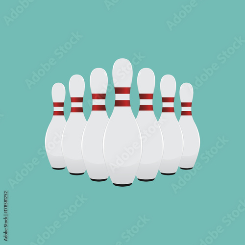 Bowling club poster with bowling pins. Vector background template.