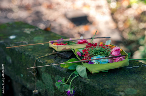 Cuadro en lienzo Ritual balinese baskets