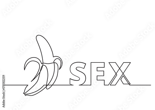 one line drawing of phrase - sex with banana