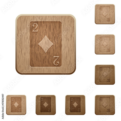 Two of diamonds card wooden buttons