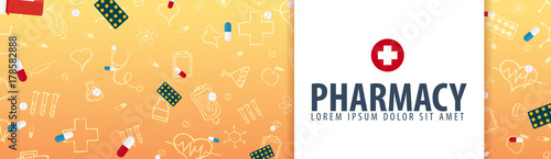 Pharmacy. Medical banner. Health care. Vector medicine illustration.