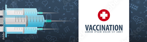 Vaccination. Medical banner. Health care. Vector medicine illustration.