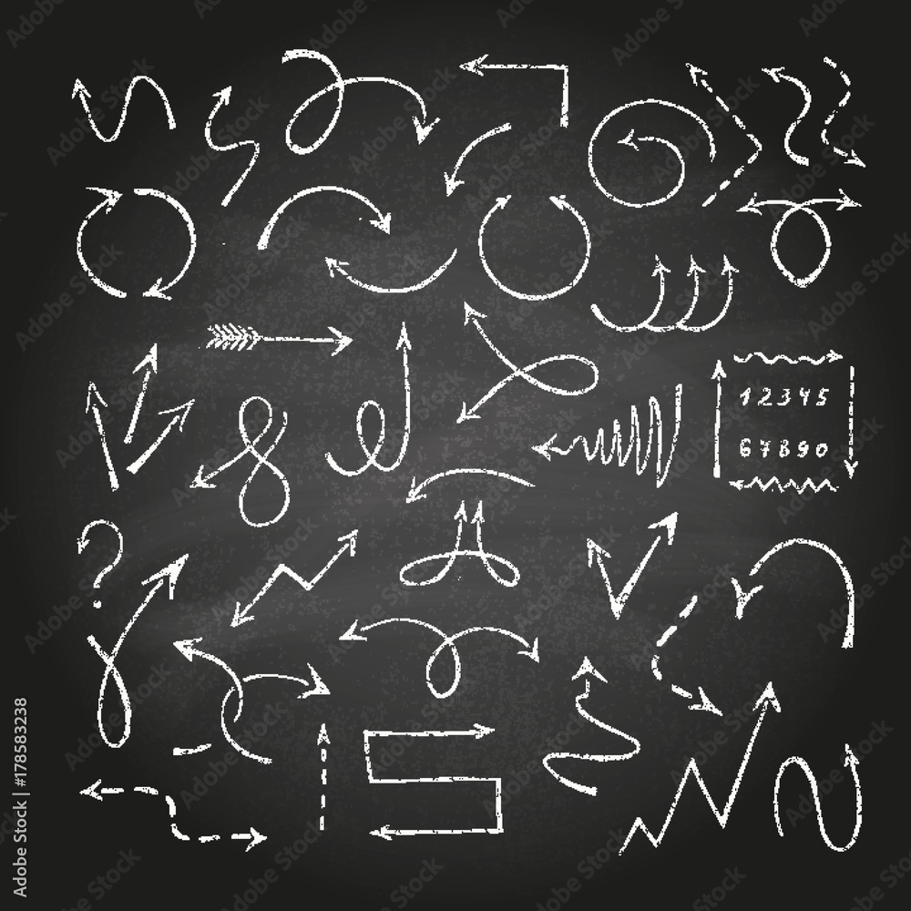 Arrows on black chalkboard Arrows on black chalkboard