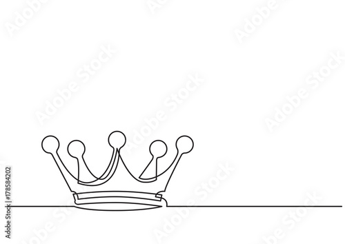one line drawing of isolated vector object - crown