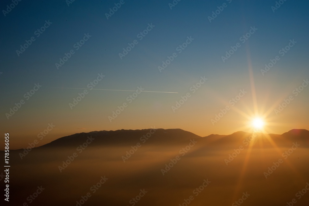 sunset in the mountains