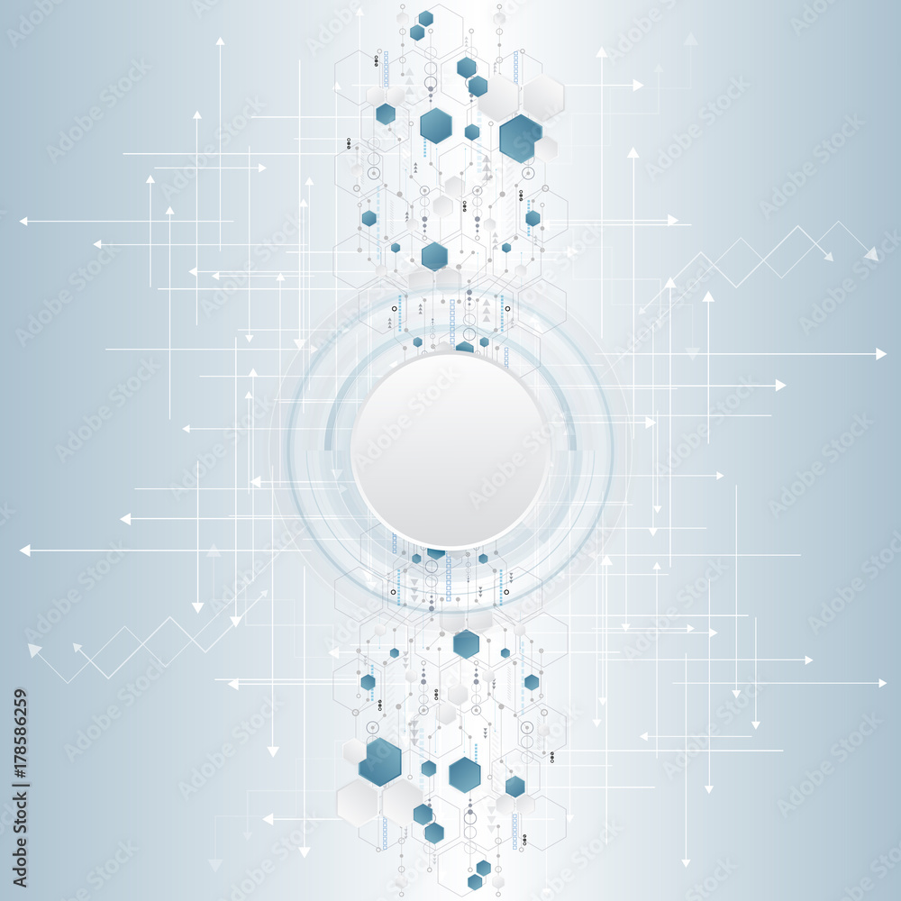 Obraz premium Abstract background with various technological elements. Vertical structure pattern technology backdrop. Vector