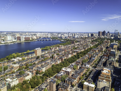 Boston, Massachusetts, USA city skyline aerial panorama view with urban buildings midtown  © Liran