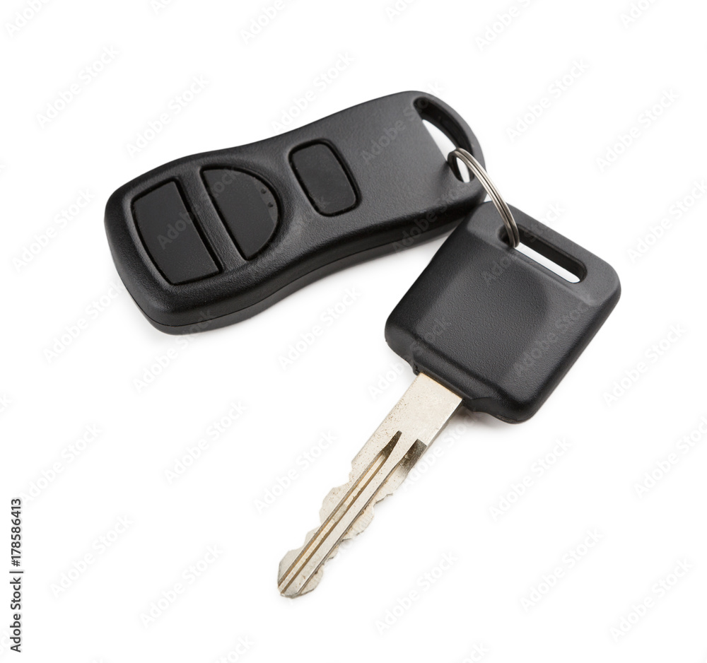 Car key with remote control isolated on white Car key with remote control isolated on white