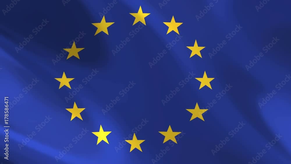 European Union Flag waving in the wind - looped animation background. European Union Flag waving in the wind - looped animation background.