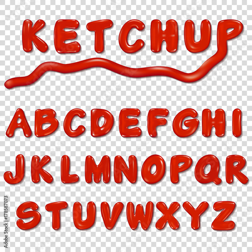 Alphabet written by ketchup sauce