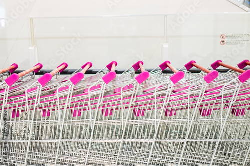 Row of trolley in the shopping mall