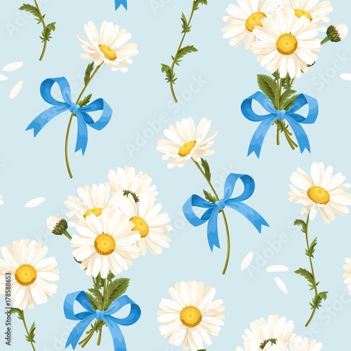 Fototapeta Naklejka Na Ścianę i Meble -  Camomile seamless pattern