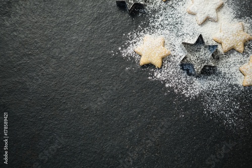 High angle view of star shape cookie dough