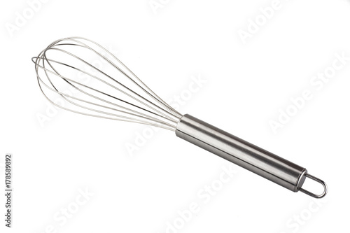 Stainless whisk isolated on white background