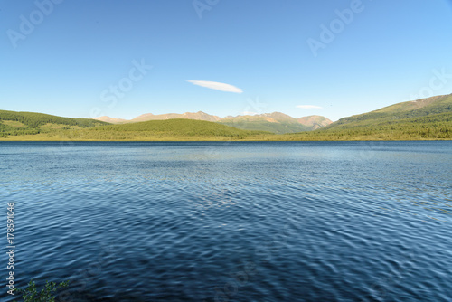 Taldukel lake in valley on plateau. Altai Republic. Russia