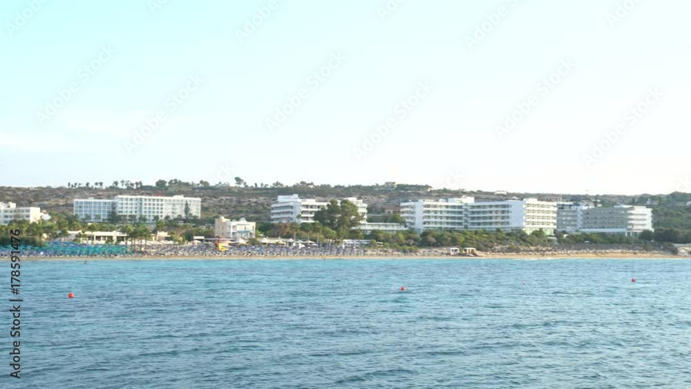 panoramic view of the beach and the Mediterranean Sea panoramic view of the beach and the Mediterranean Sea
