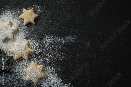 Directly above shot of star shape raw cookies