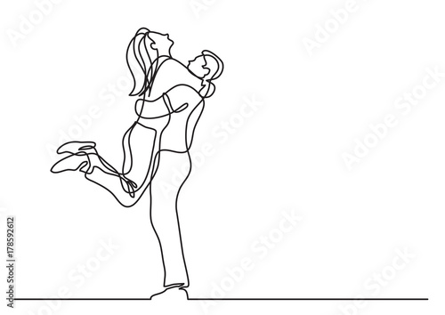 one line drawing of hugging couple