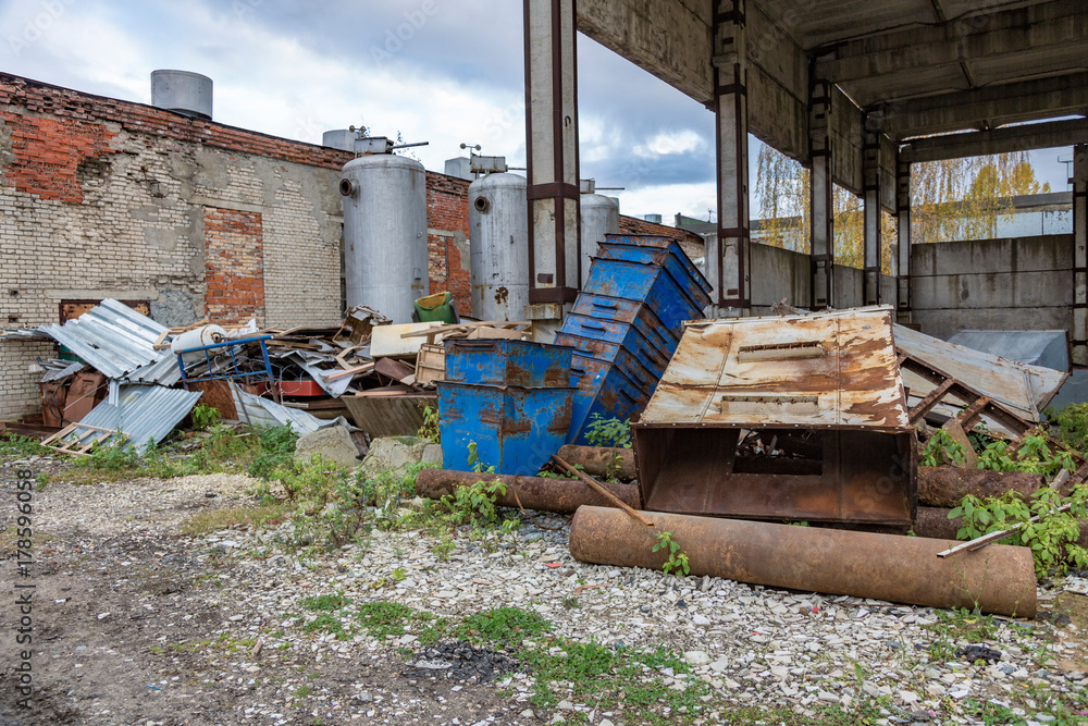 Dump of metal rusty waste on an abandoned plant territory
Dump of metal rusty waste on an abandoned plant territory
