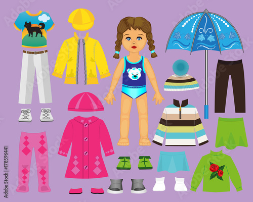 Paper doll clothes and set for play and creativity. Part 2. Autumn