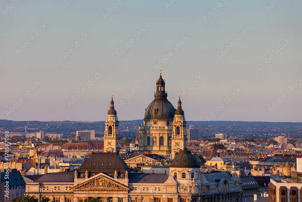 St. Stephen Basilica in Budapest at Sunset