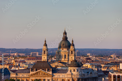 St. Stephen Basilica in Budapest at Sunset