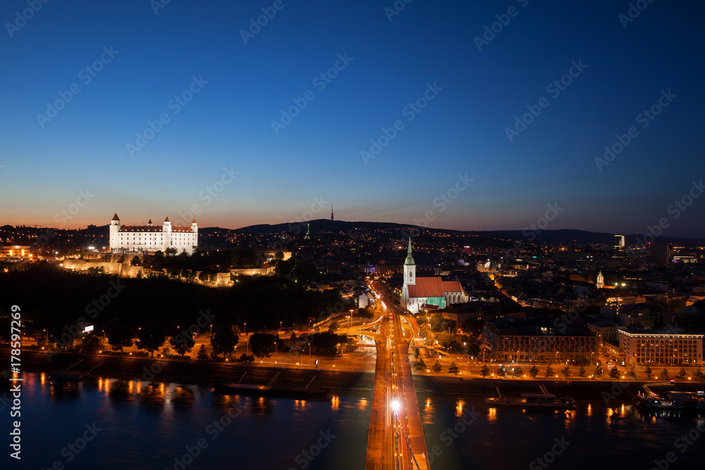 Bratislava City in Slovakia Night Cityscape