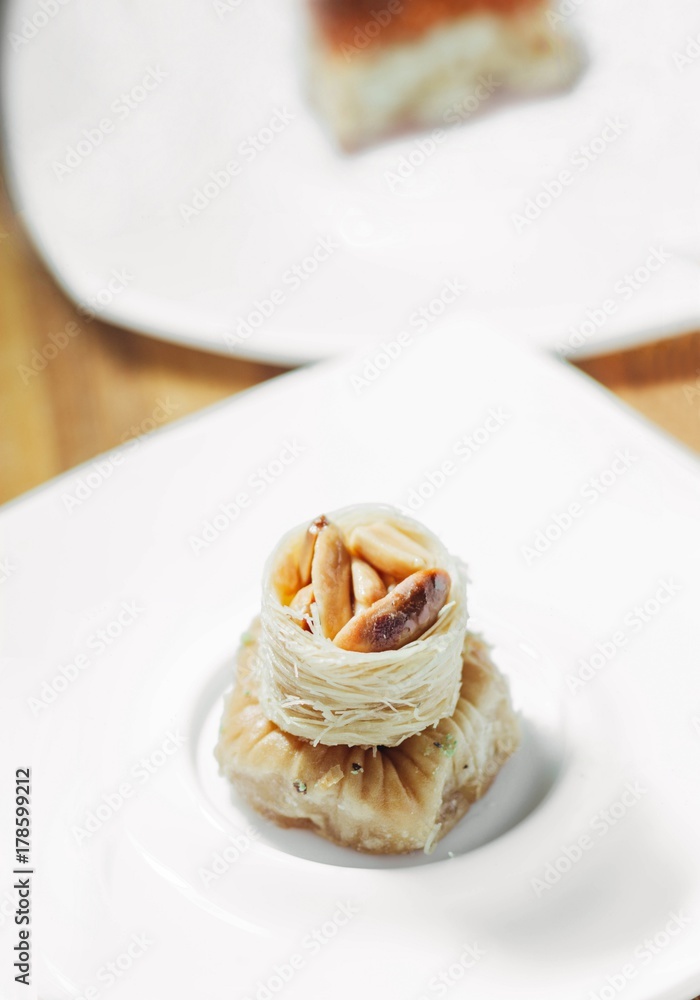 Arabian sweetness of baklava and sherbet with nuts Arabian sweetness of baklava and sherbet with nuts