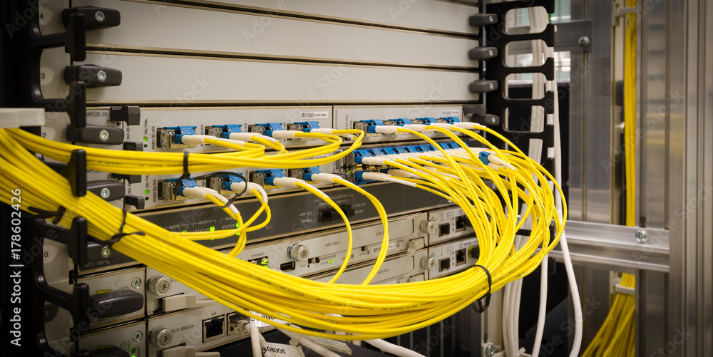 Technology center with fiber optic equipment Technology center with fiber optic equipment