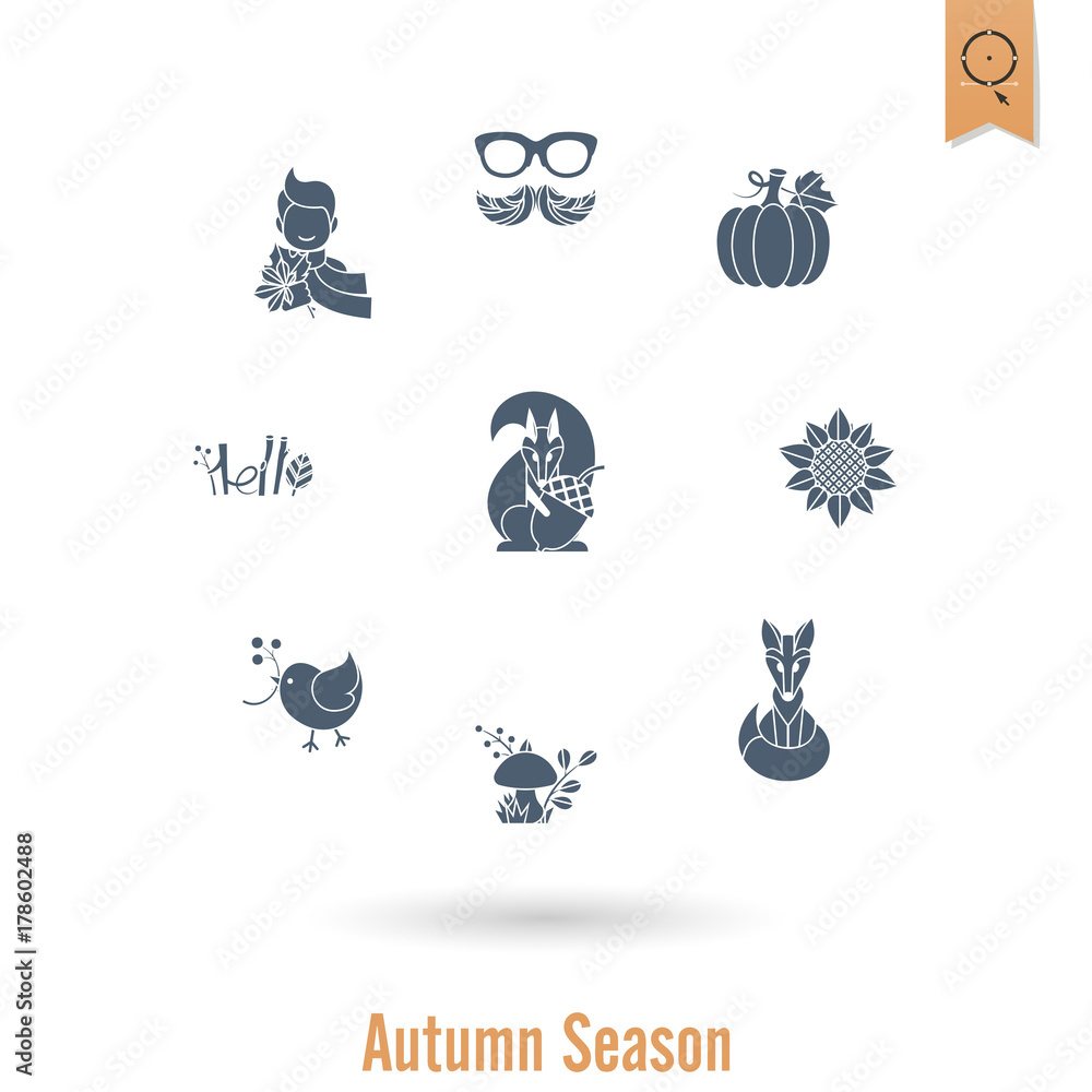 Set of Flat Autumn Icons Set of Flat Autumn Icons