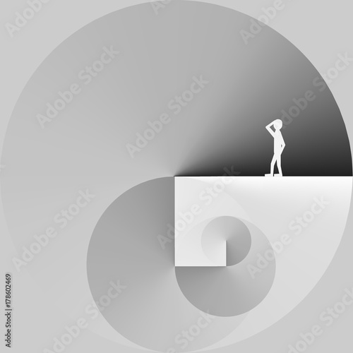 Man Standing in a Spiral of Work - Vector Illustration