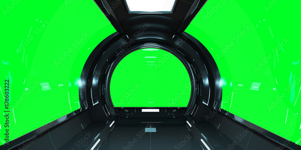 Obraz premium Statek kosmiczny ciemne wnętrze renderowania 3d