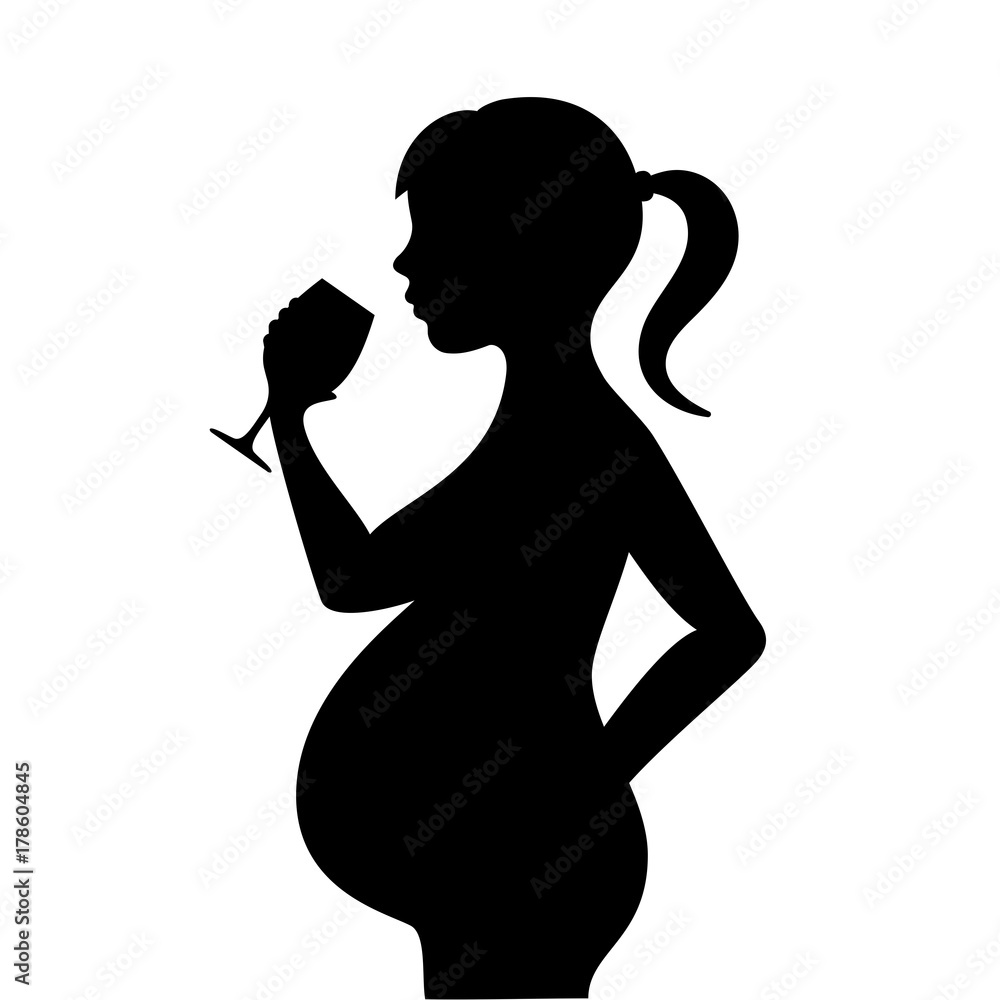 Pregnant woman with alcoholic drink