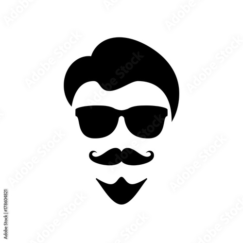 Man face with beard vector icon