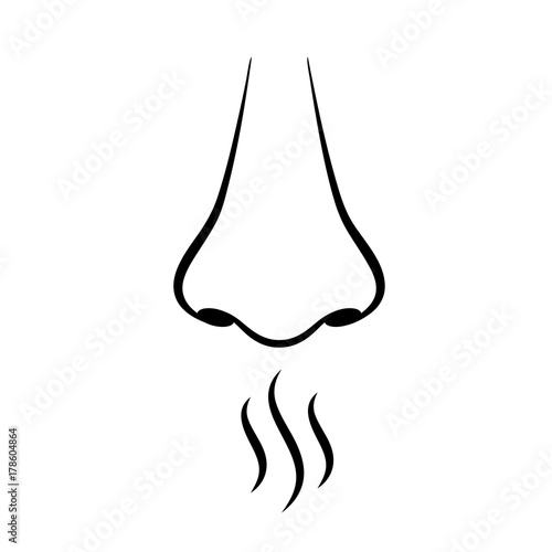 Nose and smell sense vector pictogram