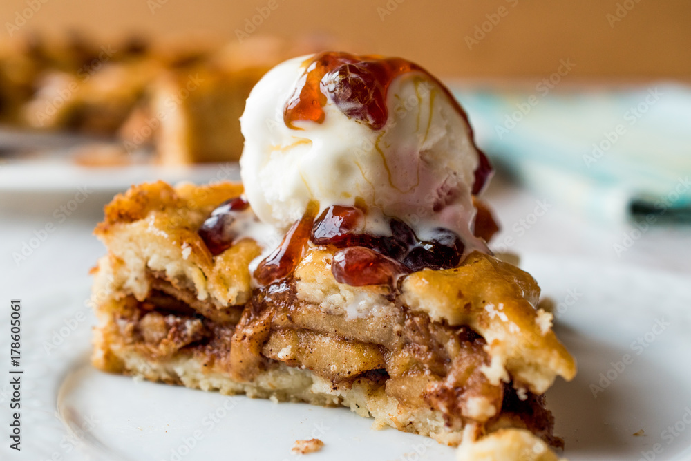Apple Pie with ice cream and Caramel Sauce. Apple Pie with ice cream and Caramel Sauce.