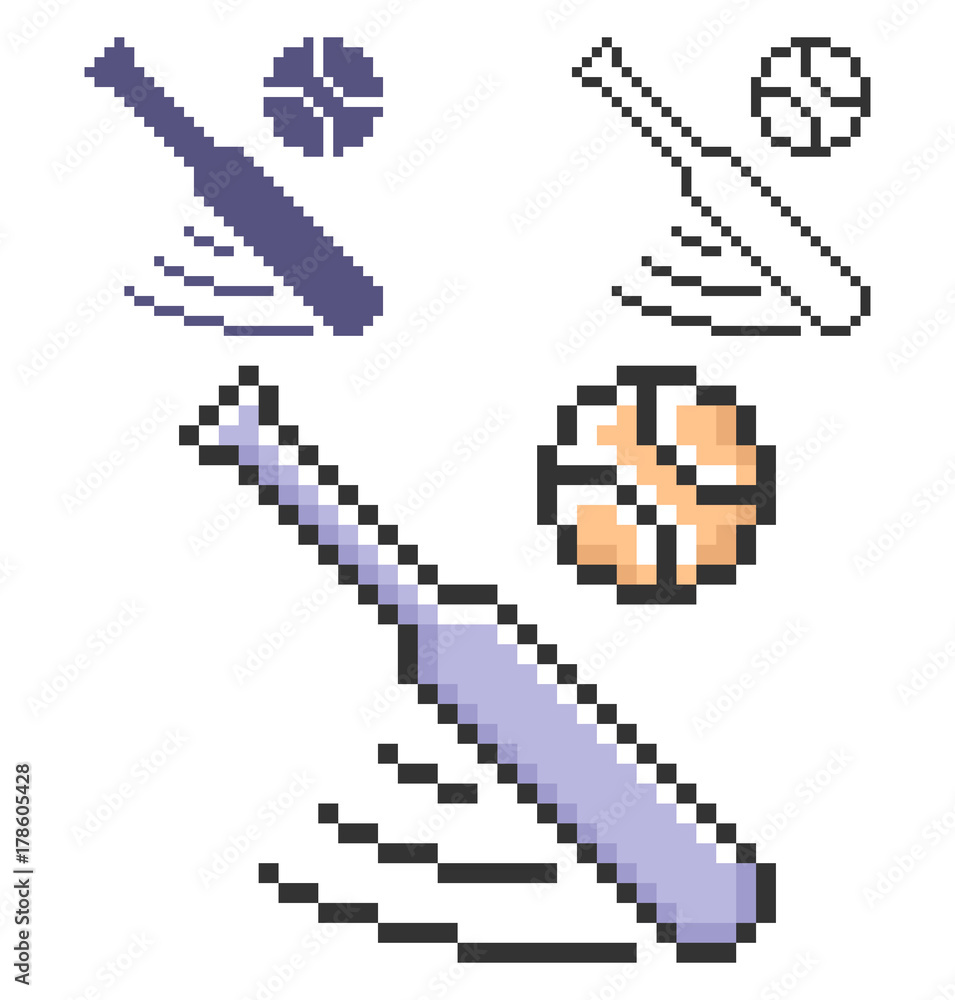 Pixel icon of baseball in three variants. Fully editable Pixel icon of baseball in three variants. Fully editable
