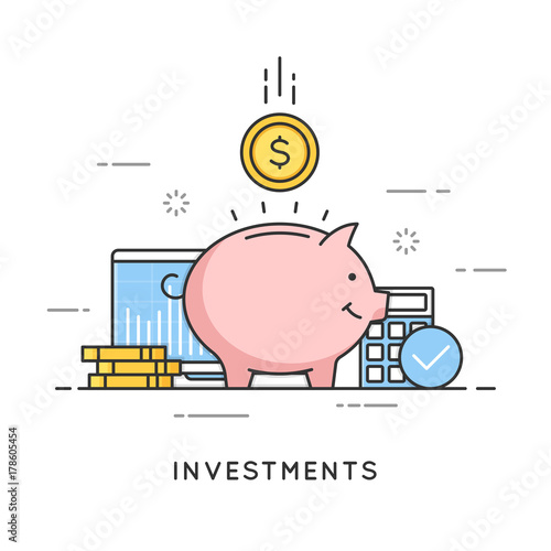 Investments, money savings, budget management, financial profit.