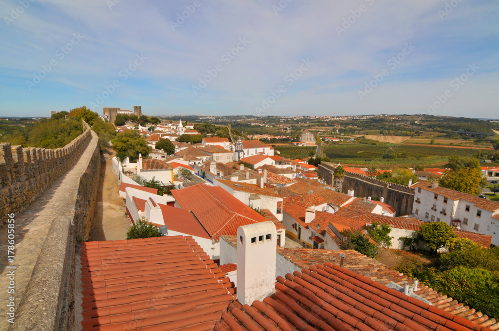 Castle in Óbidos -   Medieval old fortified city in Portugal with well-preserved castle and walls.

