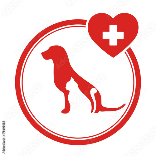 veterinary symbol with cross and pets