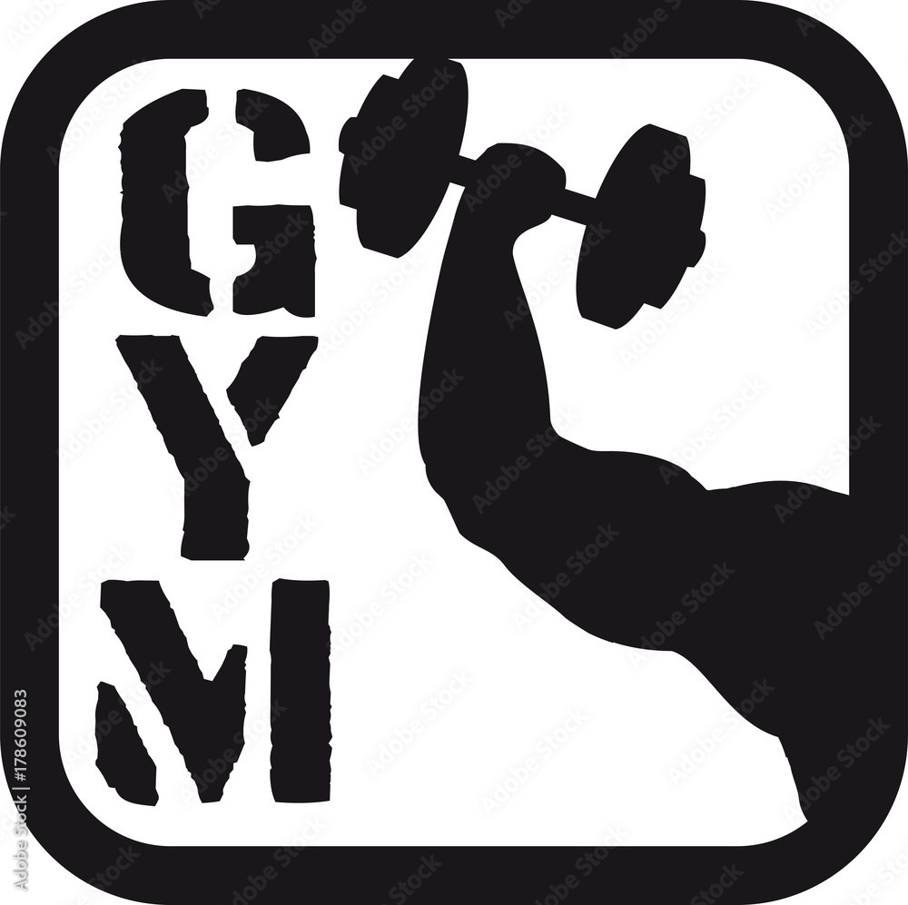 gym sport arm hantel umriss hand arm muskeln stark workout beast mode cool  design logo gewicht heben bodybuilder Stock Illustration | Adobe Stock